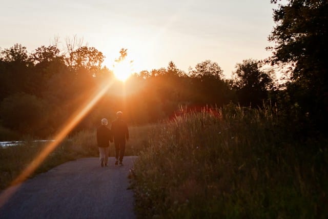 Couple going for a sunset walk